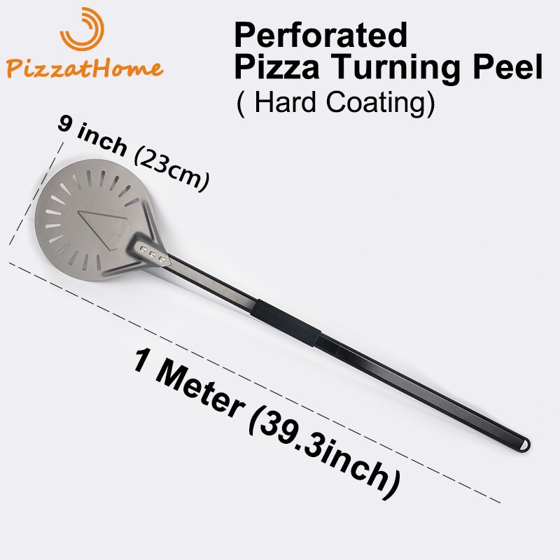 PizzAtHome Long Handle 9 Inch Perforated Pizza Peel Hard Coating Pizza Turning Peel Aluminum Removable Pizza Shovel Pizza Tool: Default Title