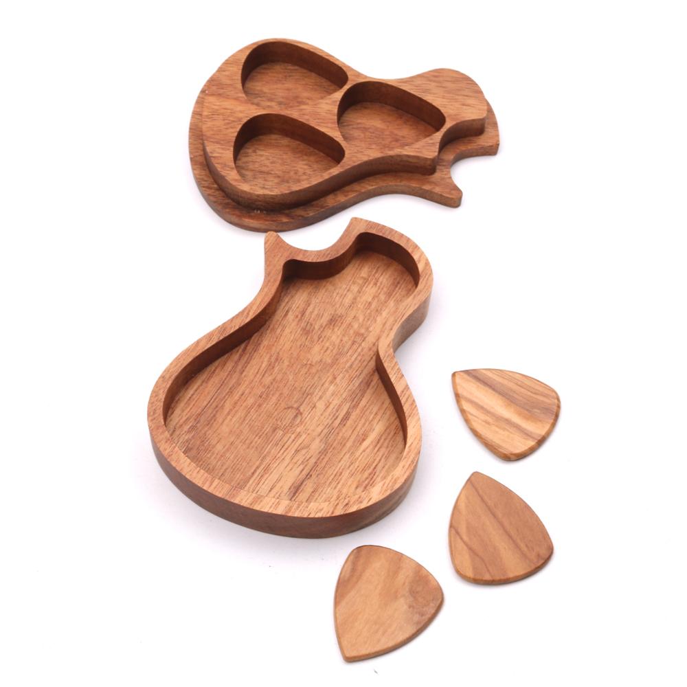 Handgemaakte Houten Gitaar Pick Doos En Picks Gitaar Plectrum Opbergdoos Gitaar Accessoires