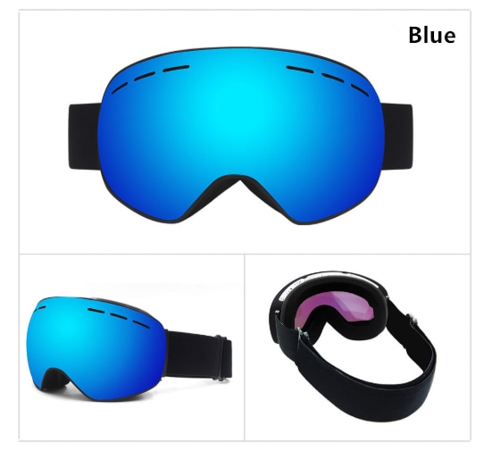 Ski Goggles PRO - Frameless Spherical Ski Glasses Double Anti-Fog And Windproof Goggles Adult Men And Women Mountaineering Ski: Blue