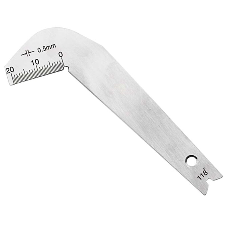 118 Degree Twist Drill Bits Angle Gage Grinding Center Gauge Sharpening Tools Stainless Steel corner Front edge measuring Top