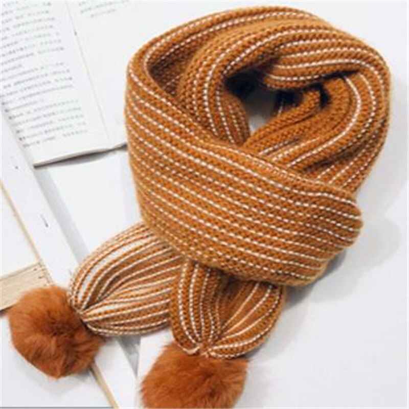 Bufanda de Bola de Pelo de conejo para mujer nueva puerta Este para niños edición de Invierno han cuello a rayas cuello de punto para niño Y58: Y58-The color of / 1-2 años