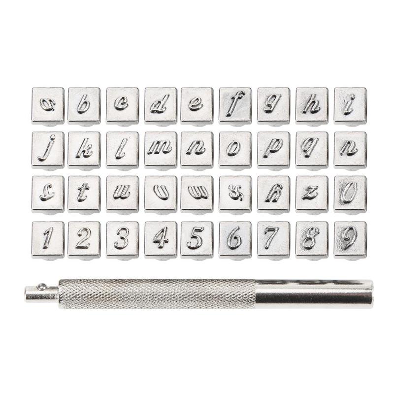26 stk træ læder stansning stempel sæt kulstofstål metal alfabet frimærker metal alfabet frimærker hjem håndværk tilbehør brev: 36 stk alfabet