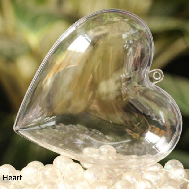 Transparent Ball Clear Plastic Hollow Xmas Ball Decoration Hanging Ball Wedding Candy Box Eternal Flower Hanging Ball: Heart-8cm