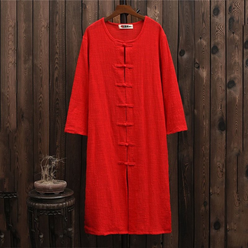 Chaqueta estilo Oriental chino para mujer, cárdigan, vestido bohemio suelto de manga larga, Kimono de lino, Vintage, Ropa de Tai Chi, Teaism, otoño