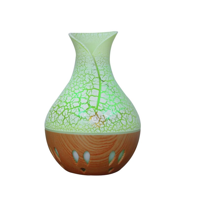 Vase Air Humidifer 130ML Aroma Essential Oil Diffuser Wood Crack LED Lamp Humidifier USB Home Aromatherapy: Light Green