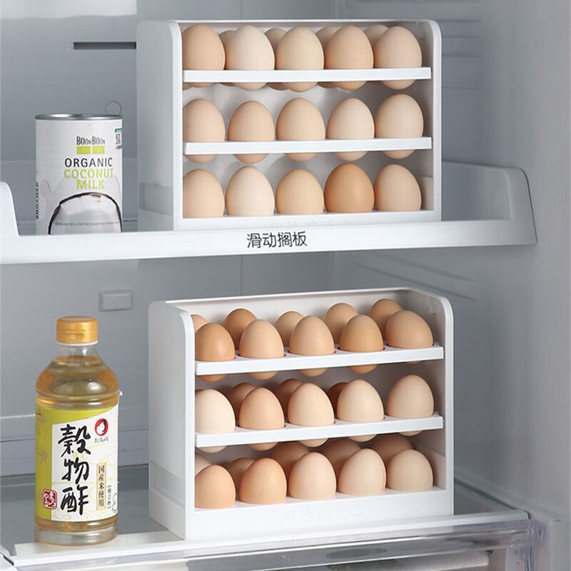 Egg Storage Box Three Layers Flip Refrigerator Egg Storage Holder Organizer Home Kitchen Egg Food Storage Container