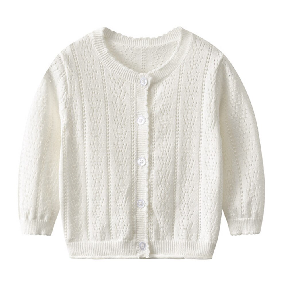 TOU – cardigan tricoté 100% coton pour bébé garçon et fille, pull à œillets, vêtements de printemps hauts en bas âge de 6 mois à 3 ans: WHITE / 18M