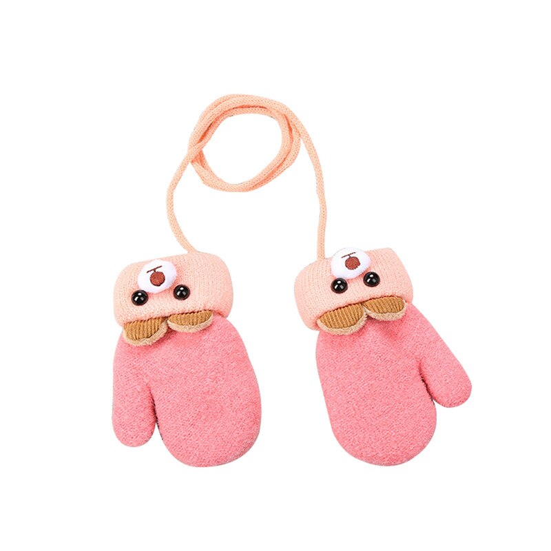 Newborn Kids Cartoon Cute Baby Boys Girls Winter Warm Gloves Wool Mittens Thick Knit Full Rope Finger Warmer Gloves 0-3Y