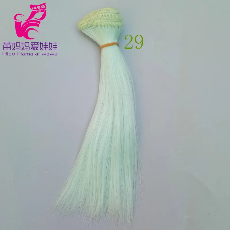 Perruque de Cheveux Lisses Résistante à la Chaleur, Couleur Rouge, Vert, Bleu, Accessoires de Bricolage Faits à la Main, 15/25 cm, 1 Pièce: Rose / L