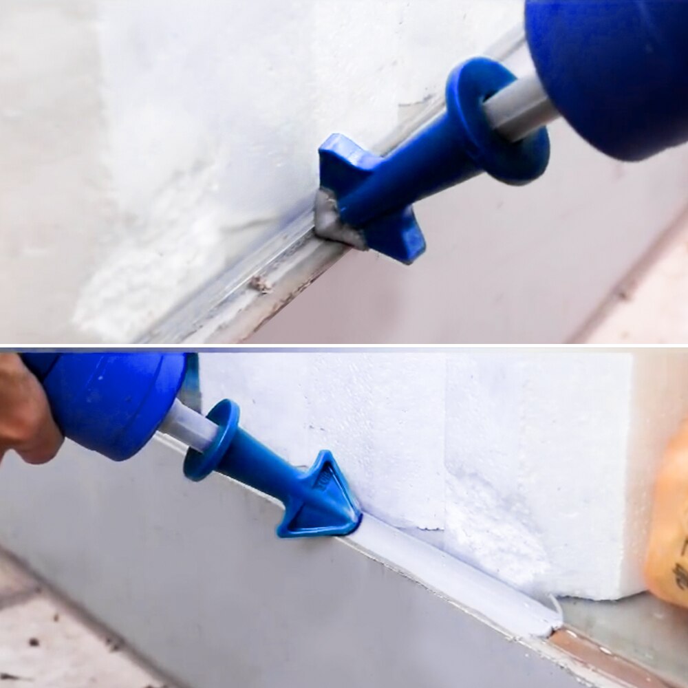 3 Stks/set Siliconen Breeuwen Nozzle Tool Pijlpunt Kalefateren Nozzle Schraper Set Herbruikbare Kit Hoek Schraper Grout Kalefateren Gereedschap Blauw