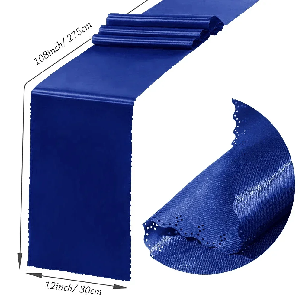 30 cm x 275cm(12*108 tum) bröllops satinbordlöpare sidenband bordsflaggor för banketter fest ljus matbordsdekoration: Blå