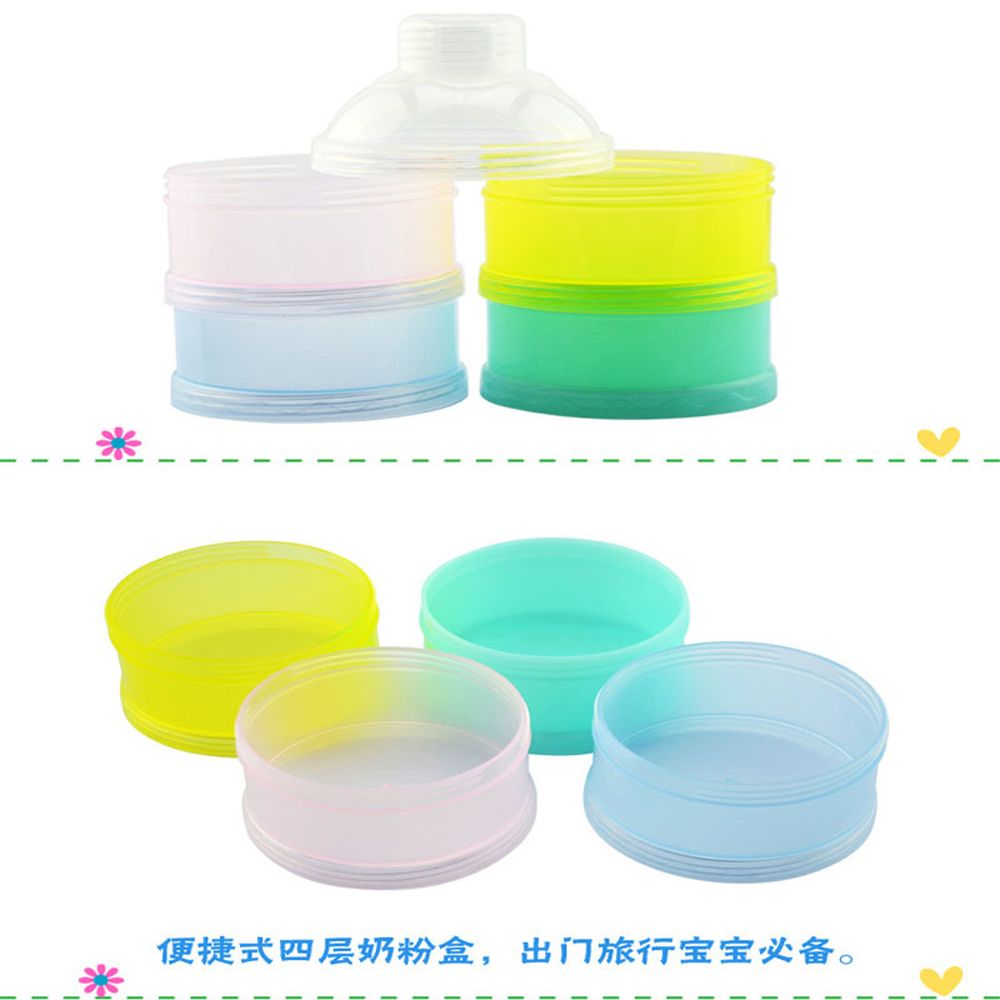 1Set Portable Baby Milk Powder Formula Dispenser Food Container 4 Cells Grid Box Independent Compartments Rotate Openings Bottle