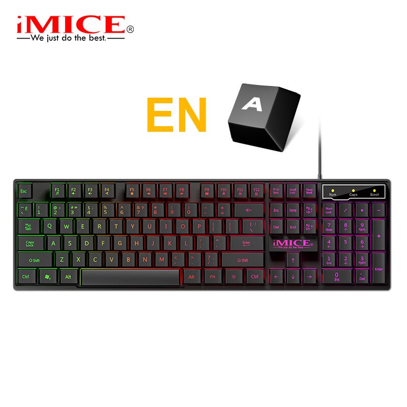 Gamer Keyboard And Mouse For Computer Pc RGB Gaming Keyboard Laptop Backlight Gamer Kit 104 Keycaps Russian Wired Usb Keyboard: EN Keyboard