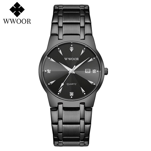 Wwoor Horloge Mannen Goud Zwart Horloge Top Luxe Rvs Quartz Horloge Man Lichtgevende Waterdicht Datum klok: black black