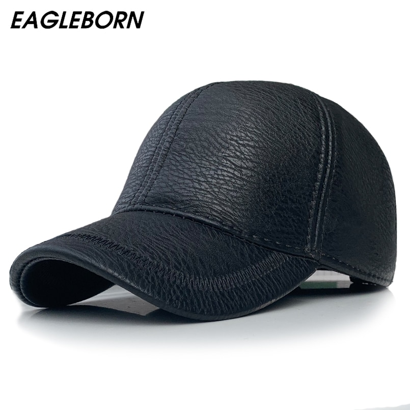 EAGLEBORN Men Winter Hat Baseball Cap Leather Cap Dad Hat 58cm