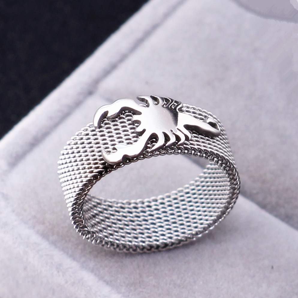 8Mm Rvs Scorpion Ring Voor Mannen En Vrouwen 316L Rvs Charm Ring