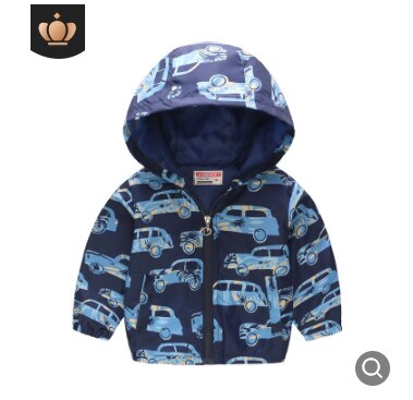 Spring Autumn Winter Outwear Baby Boys Girls Cartoon Car Print Coat Long Sleeve Hooded Zipper Hooded Jacket Big Hat