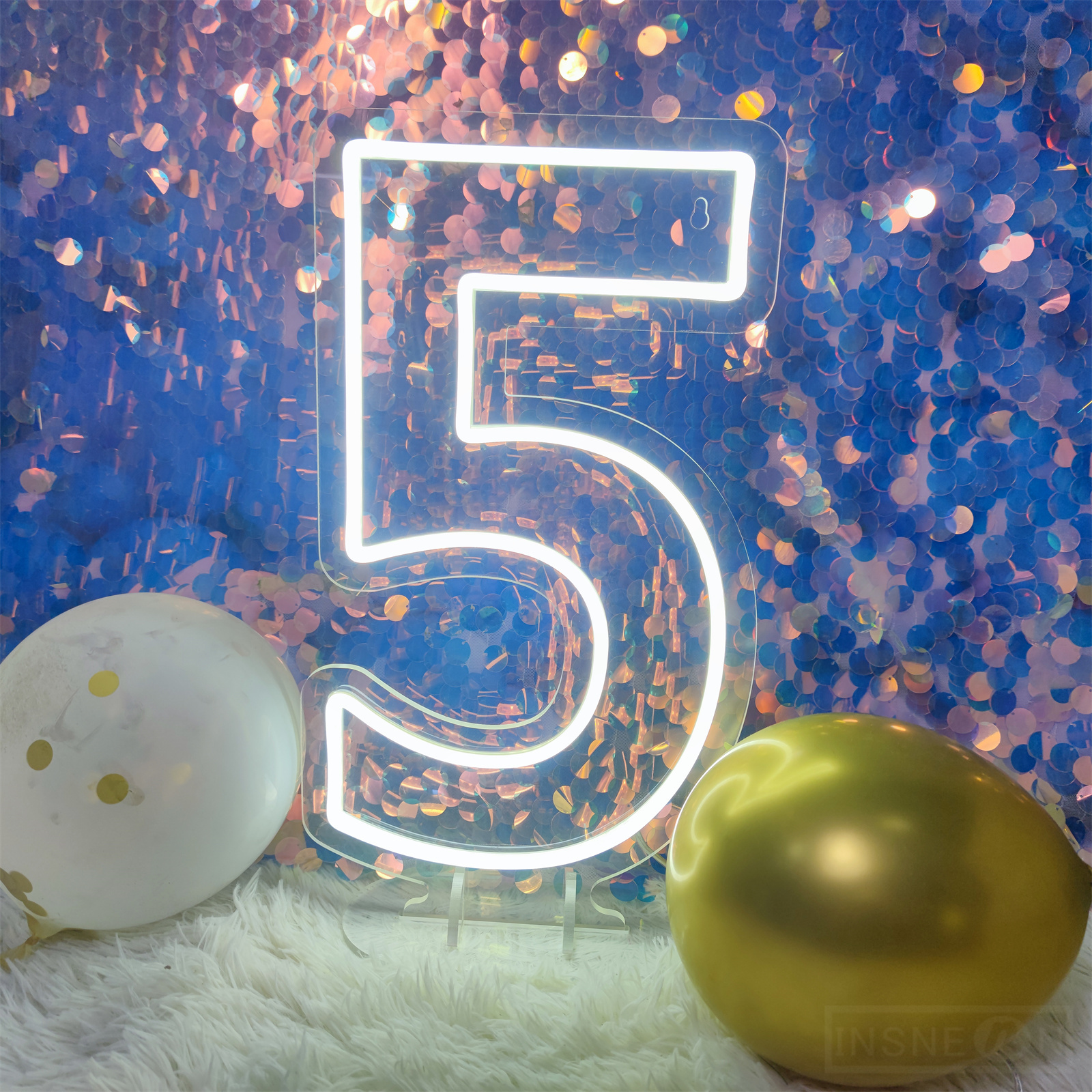 Letrero de neón con números, luces acrílicas de cumpleaños de 0 a 9 con interruptor para aniversario, boda, , negocios, salón de belleza, decoración de pared, 40cm