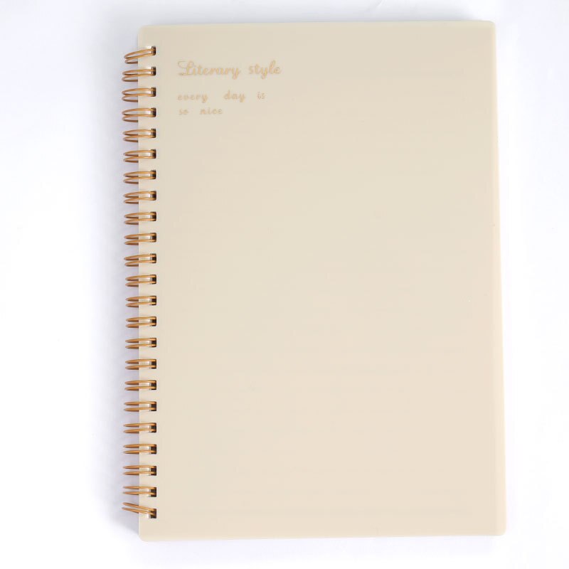 A5 B5 Coil this student horizontal line grid literary notebook retro rollover spiral simple coil this office stationery: BEIGE / B5