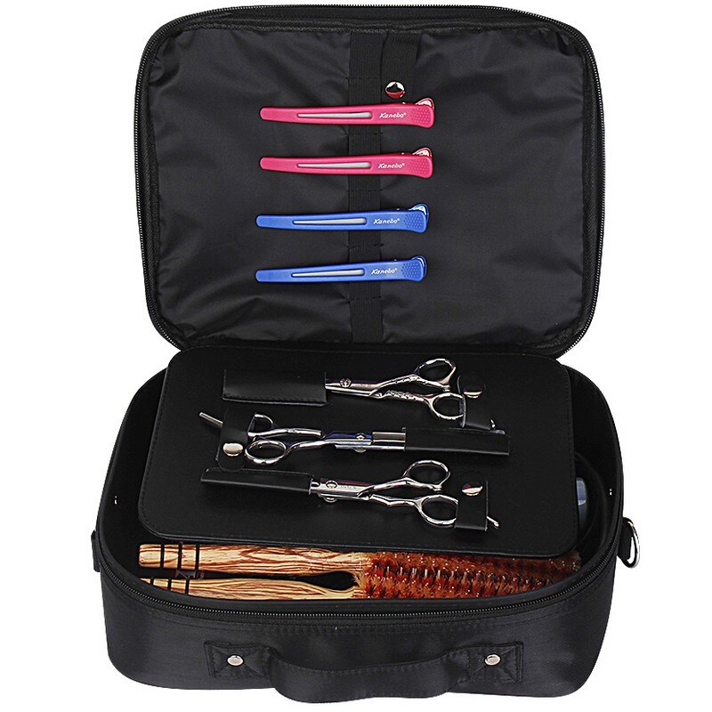 Sac à outils de coiffure multifonction 2 couches de grande capacité, cisaille peigne de cheveux étui support de pochette épais et étanche, sac à ciseaux