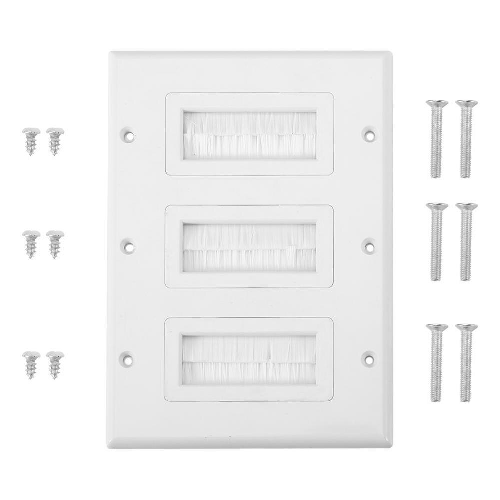 Placa de pared antipolvo para cepillos, Cable de montaje en pared, inserto de paso para cables de una sola banda, correa de acceso, enchufe de pared