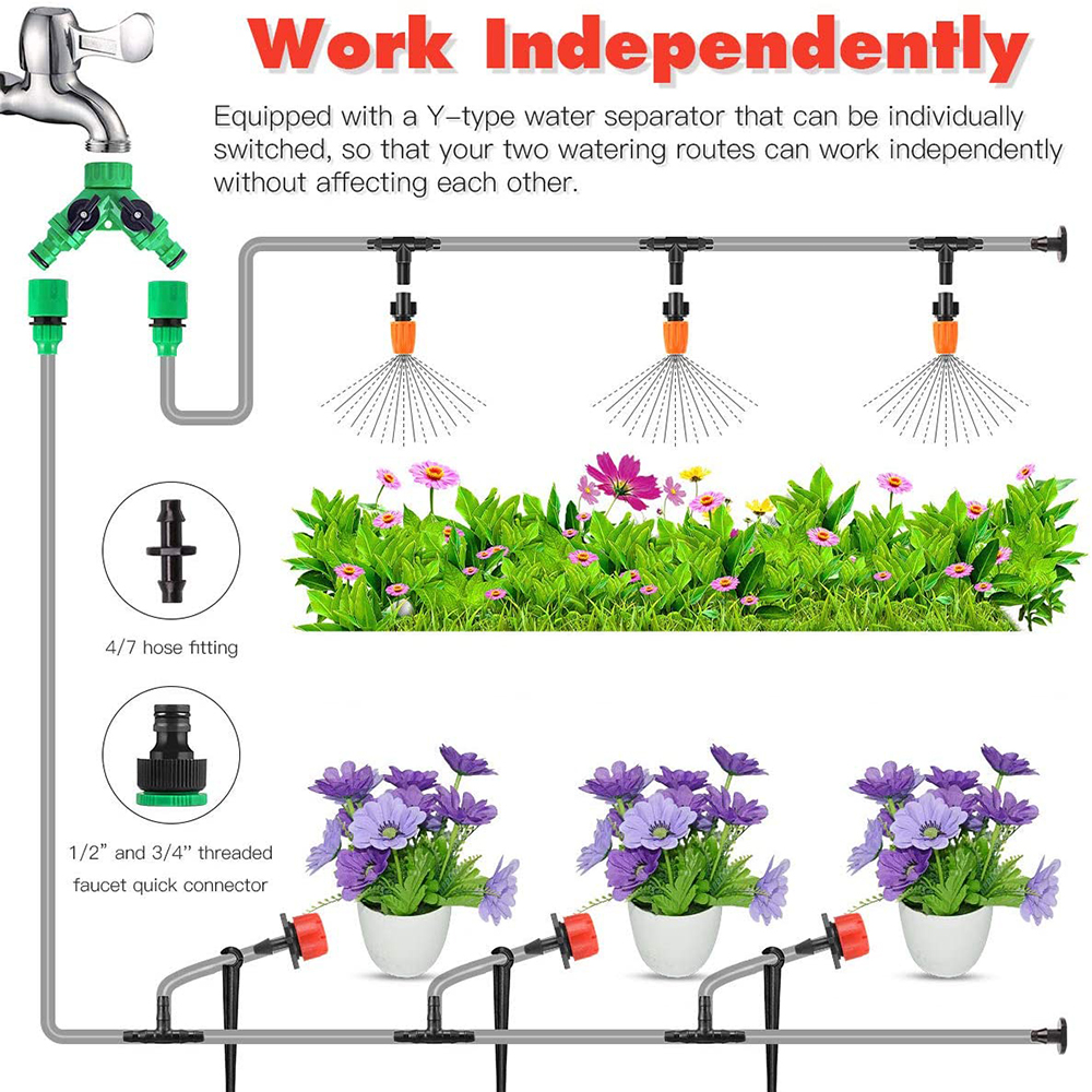 30m Automatic Micro Drip Irrigation System Garden Irrigation Spray Self Watering Kits with Adjustable Dripper