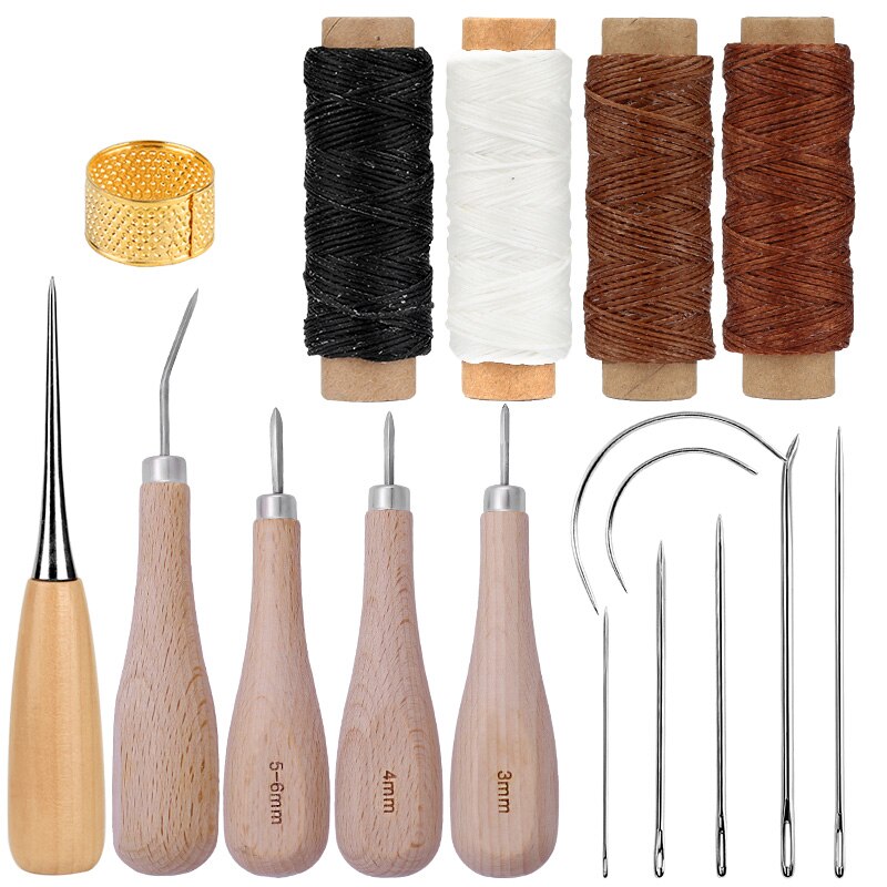 LMDZ-Kit de costura de cuero, punzón de costura de hilo encerado para cuero dedal, herramientas de trabajo Para Zapatero, reparación de lona: Type 5