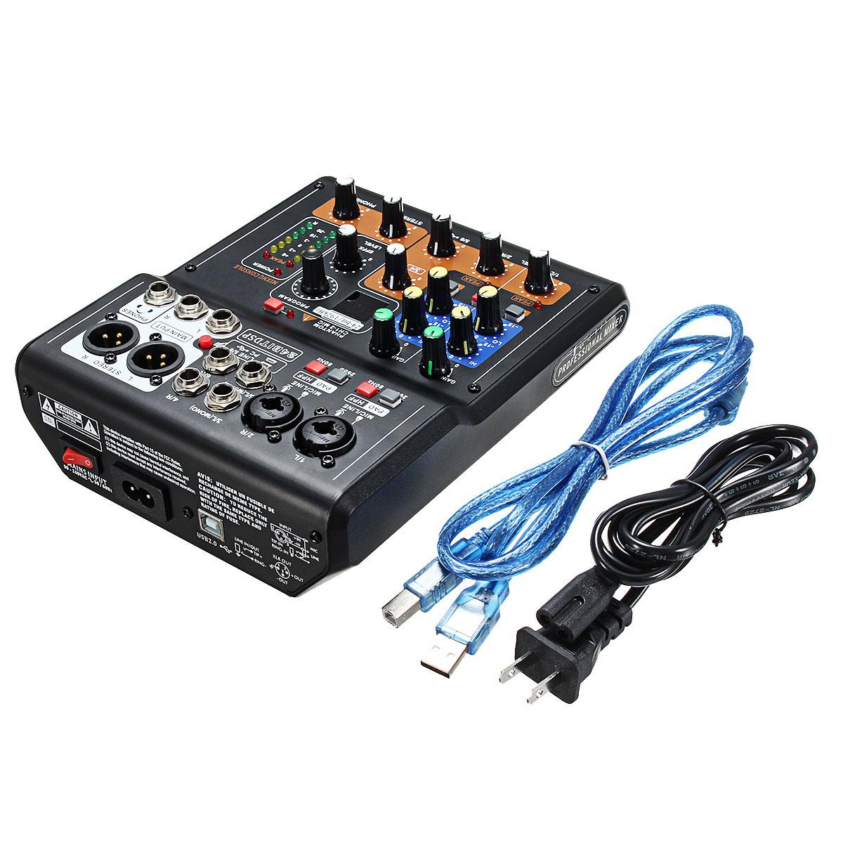 LEORY Mini 6 Channels Audio DJ Karaoke Sound Mixer Mixing Console With DSP Effect 16 Types For PC Audio KTV Meeting