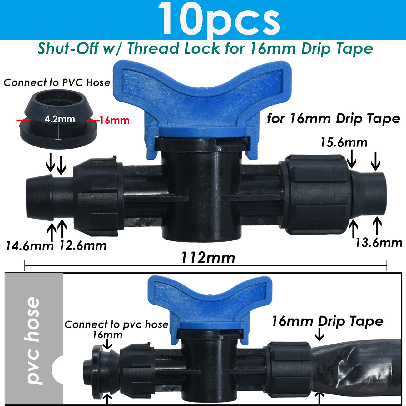 KESLA Garten 16mm 5/8&#39;&#39; Bewässerung Tropf Band Abschaltung Ventil Bewässerung Rohr Schlauch Gelenke Ellenbogen Tee Ende Stecker gewinde sperren Anschluss