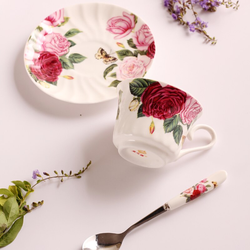 Kongelig arabisk kaffekop keramisk te espresso kopper håndmalet blomst luksus hvid porcelana ben porcelæn kop og underkop sæt  e5