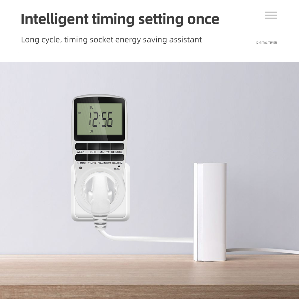 Digitaler Zeitschaltuhr, elektronisch, 12/24 Stunden, 7 Tage, programmierbare Zeitsteckdose, Küchengerät, Zeitsteuerung, EU, US, FR-Steckdose