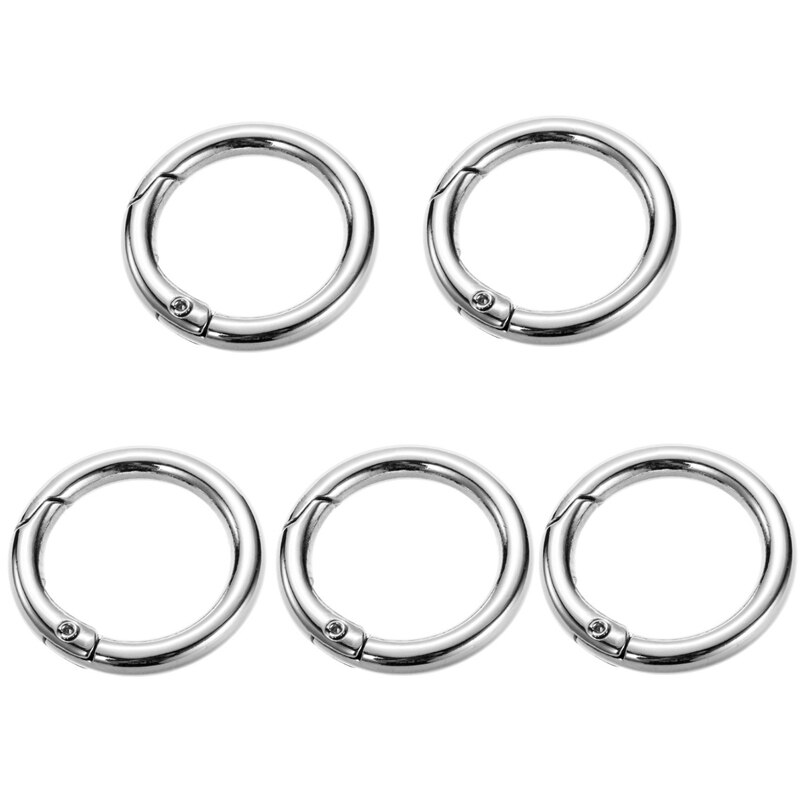 5Pcs Ronde Ring Cirkel Lente Snap Voor Diy Sleutelhanger Haak Zak Gesp Handtas Purse Bag Reparatie Onderdelen Accessoires: 5pc Silver