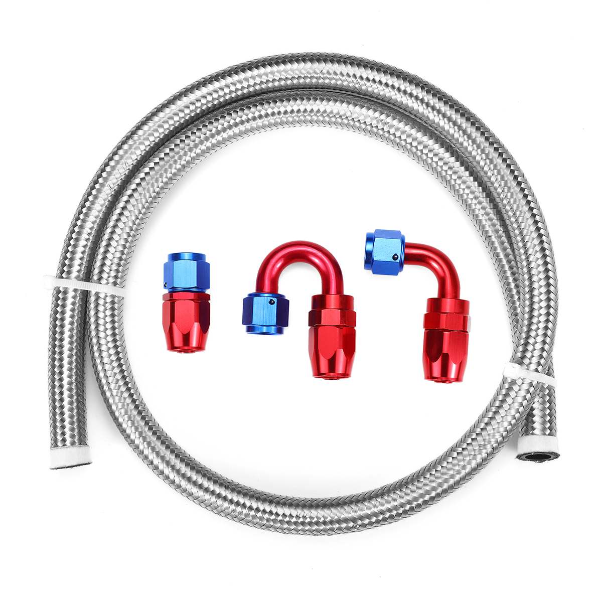 1M Braided Fuel Line Racing Hose Stainless Steel Oil/Fuel Hose Line With Hose End Fittings Kit Oil Cooler Pipe Cooling System