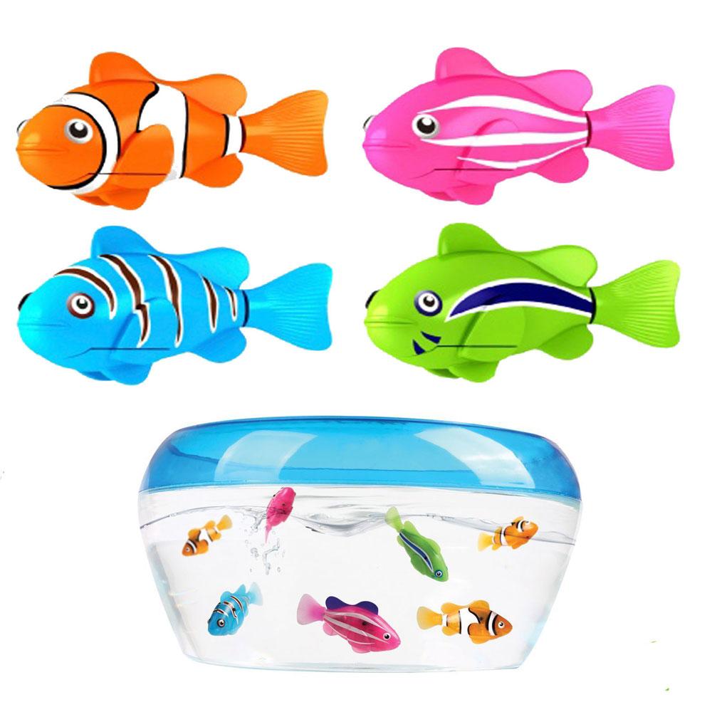 4 styks sjov svømmende elektronisk fisk aktiveret batteridrevet legetøjskæledyr til ing tank dekorationslegetøj