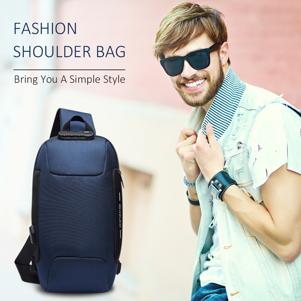 Men's Outdoor City Jogging Bags Shoulder Bag Water-Resistant Oxford Cloth Chest Pack Burglarproof Chest Bag