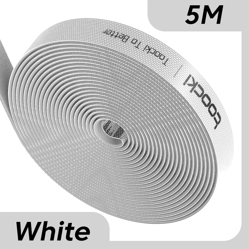 Toocki 5M kabelorganizer Draadhaspel banden Oortelefoon Muis Snoerbeheer USB-oplaadkabelbeschermer voor iPhone Samsung Xiaomi: WHITE
