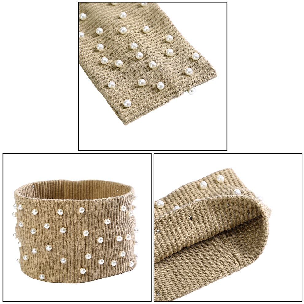 Molans Winter Effen Kleur Brede Tulband Gebreide Katoenen Haarband Parel Hoofdband Voor Vrouwen Meisjes Elastische Haarbanden Accessoires