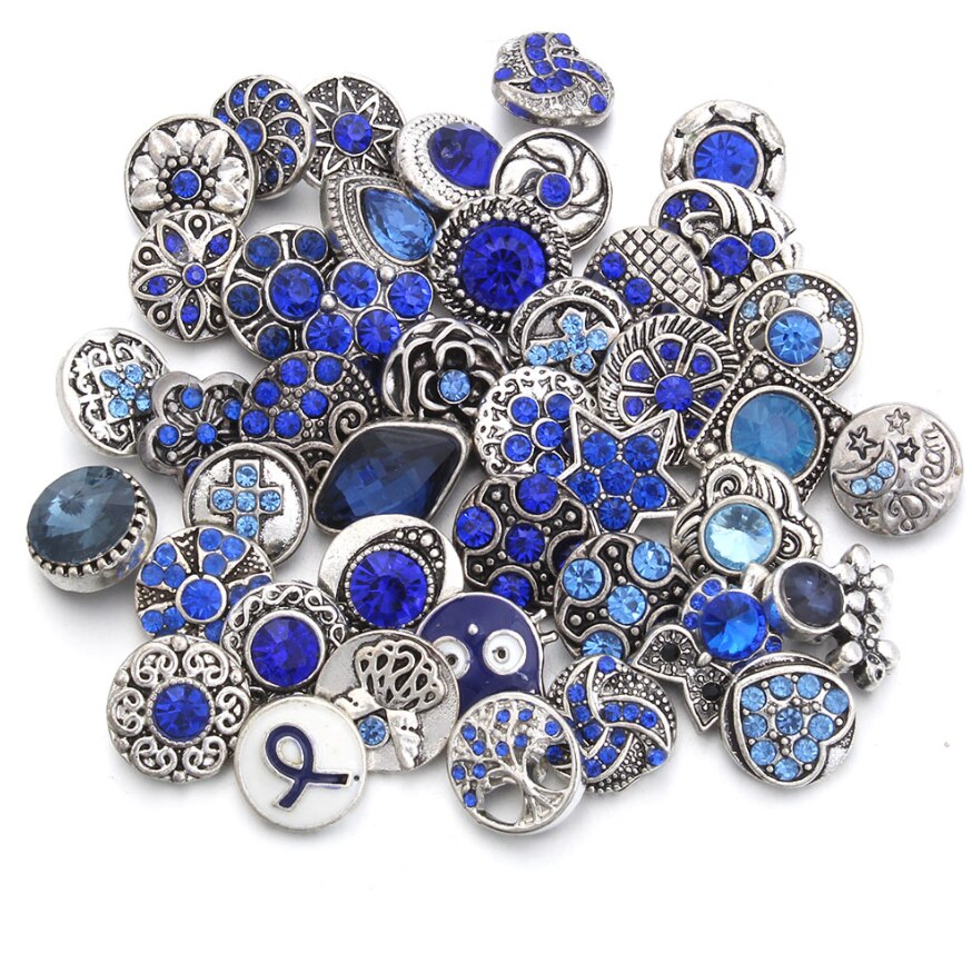 10 Stks/partij 12Mm Snap Sieraden Rhinestone Flower Cross Mini 12Mm Metal Snap Knoppen Fit Snap Armband oorbellen Ketting
