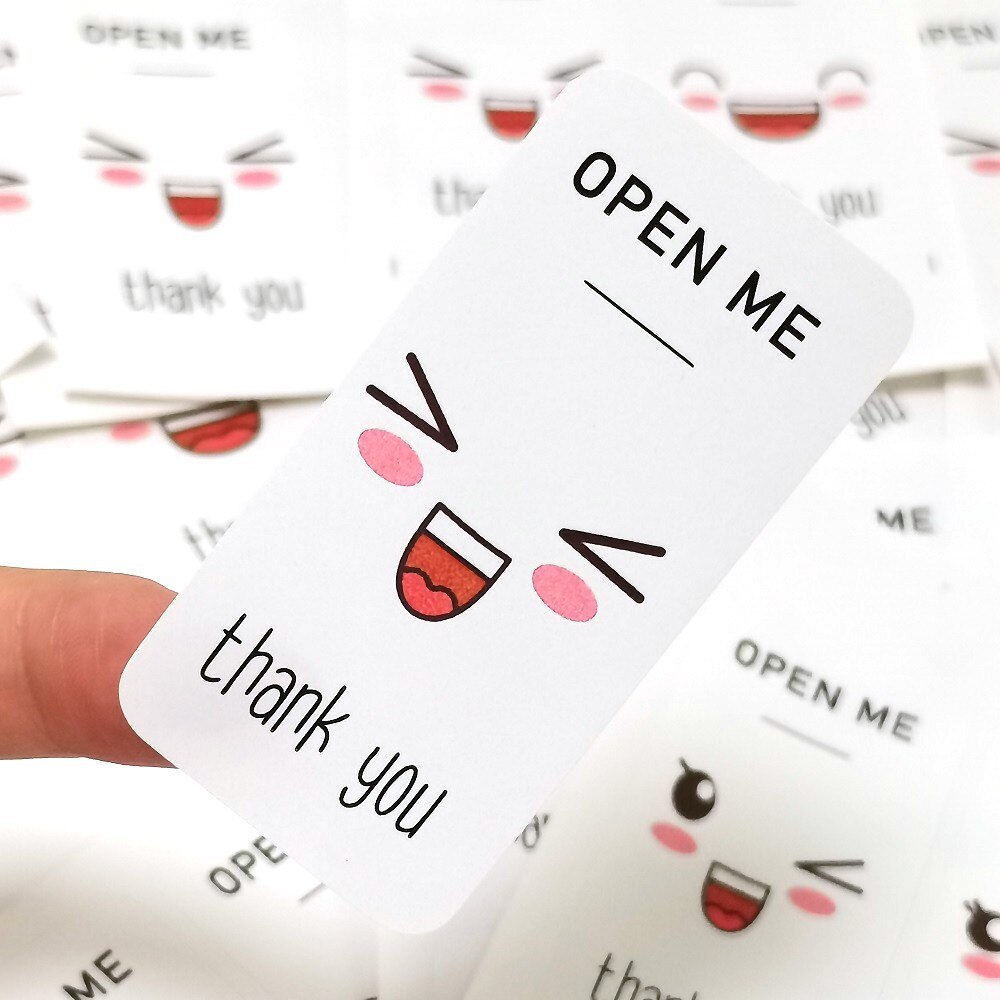 100pcs Stickers Seal Label Open Me Thank You Sticker Small Business Merchandise Decoration Handmade DIY Jewelry Packaging