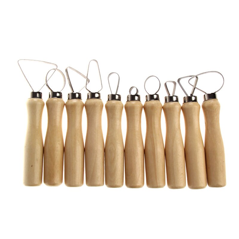 10pcs Pottery Tools Carving Ceramics Clay Sculpture Tool with Stainless Steel Flat Wire DIY Craft Handmade Sculpting Supplies