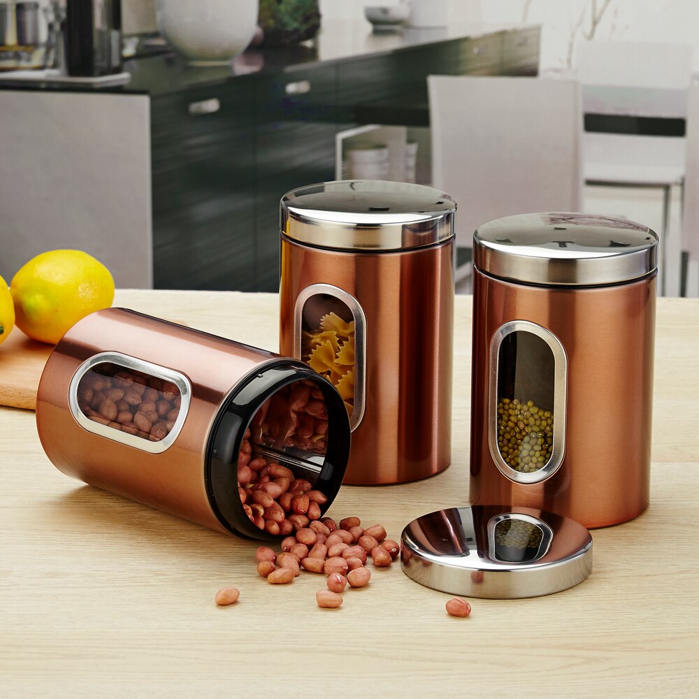 3Stck Edelstahl Tee Panzer Kaffee Zucker Lagerung Kanister Gläser Töpfe Küche Lebensmittel Behälter für Getreide Muttern Dosen Kasten bottels