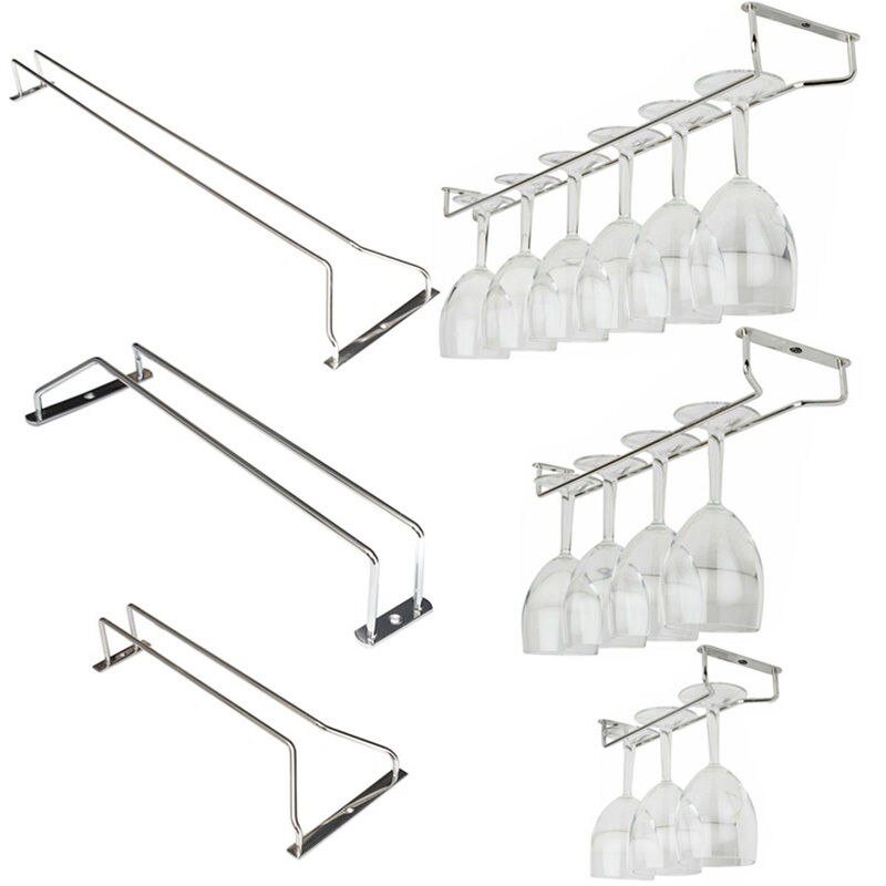 27/35/55cm Stainless Steel Wine Glass Rack Hanging Wine Rack Glass Holder Hanging Bar Hanger Shelf Wine Glass Goblet Cup Rack
