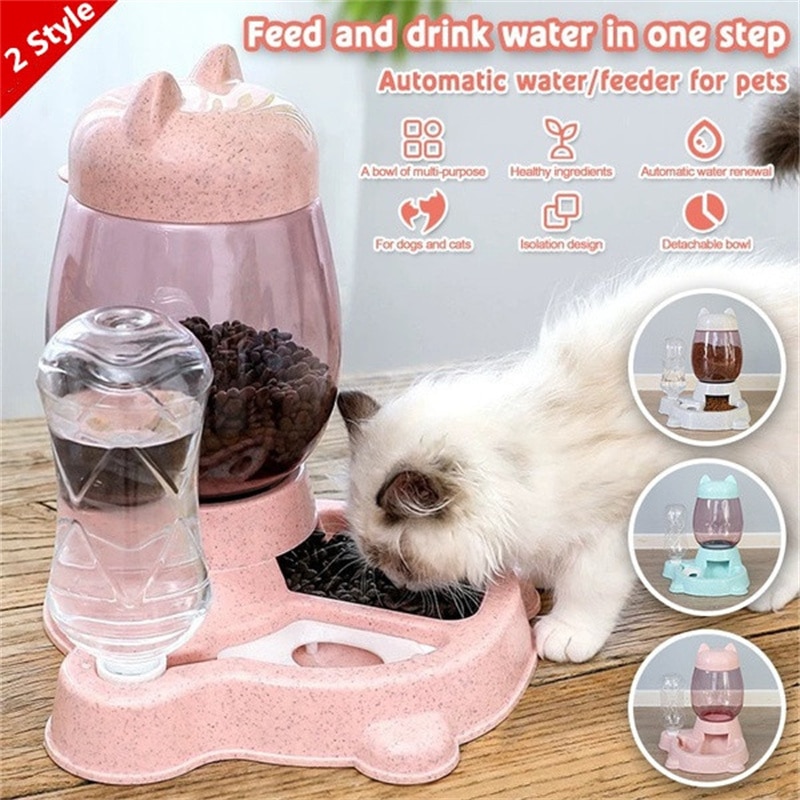 2-in-1 Haustier Automatische Zubringer Haustier Zeug Hund Katze Trinken Schüssel Für Haustiere Wasser Trinken Zubringer Katze fütterung Große Kapazität Spender
