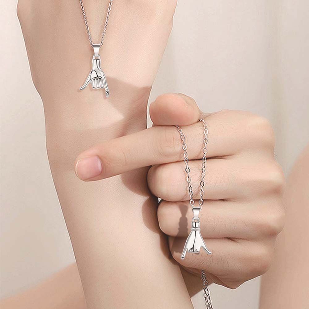 2 Stuks Paar Little Vinger Greep Handen Ketting Bijpassende Lover Promise Magnetische Dolfijn Vriendschap Ketting Valentijnsdag Sieraden