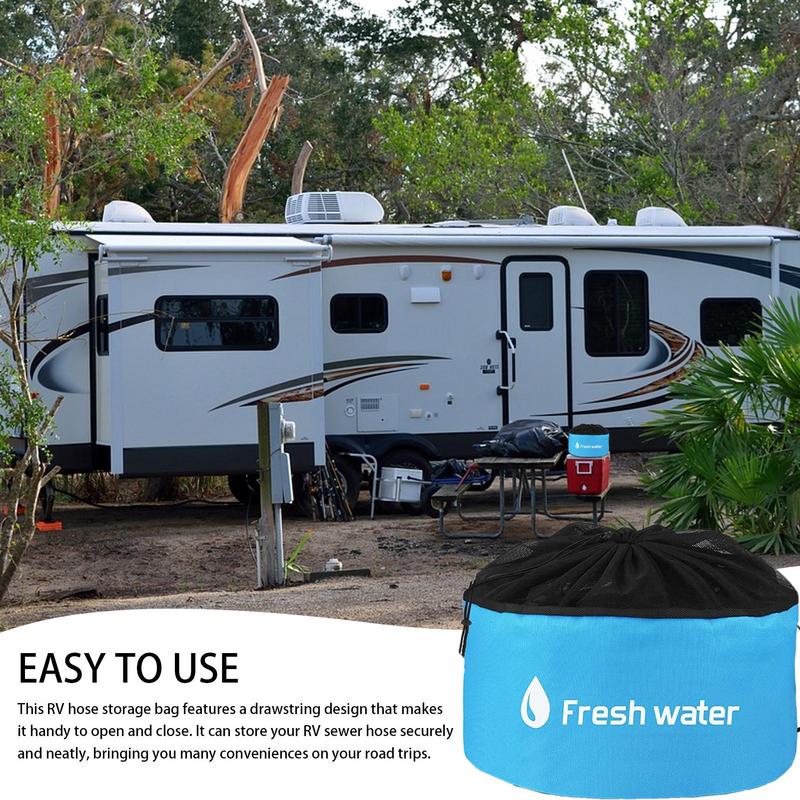 RVs Storage Utility Bag Caravans Motorhome Water Hose Storage Bag Indoor Breathable Drawstring Pouch Hiking Foldable Organizer