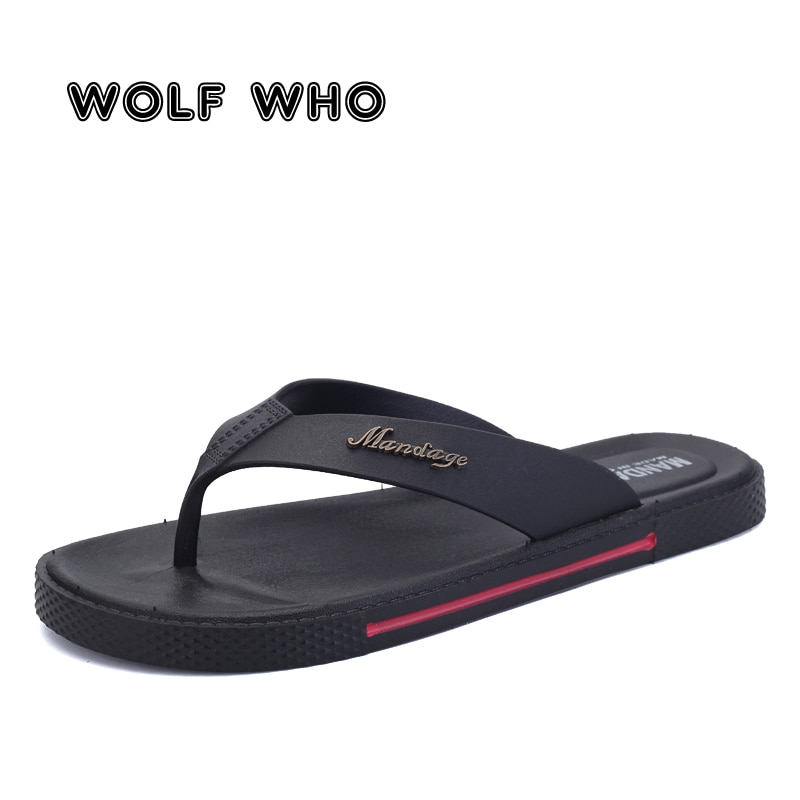 Sommar strand flip flops herr pu tofflor herr svarta lägenheter sandaler herr gummi halkfria badrumsskor chanclas hombre x -183