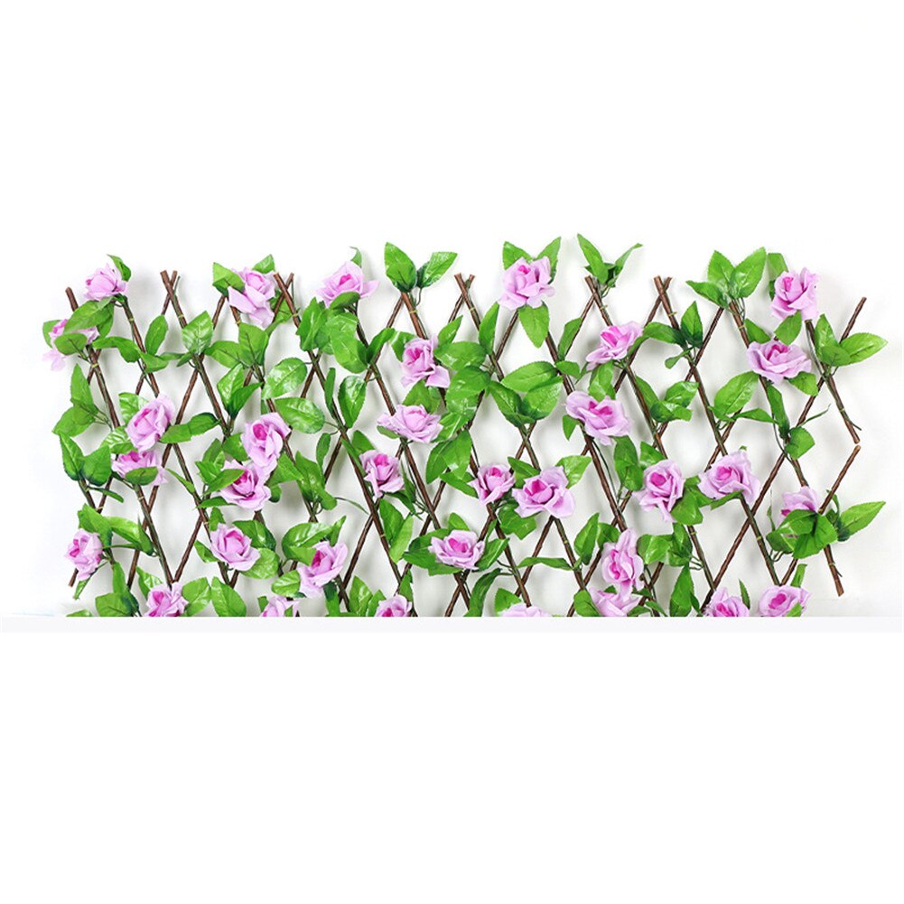 Houten Hedge Met Kunstbloemen Bladeren Tuin Decoratie Screening Uitbreiden Latwerk Privacy Screen Intrekbare Hek: S Purple