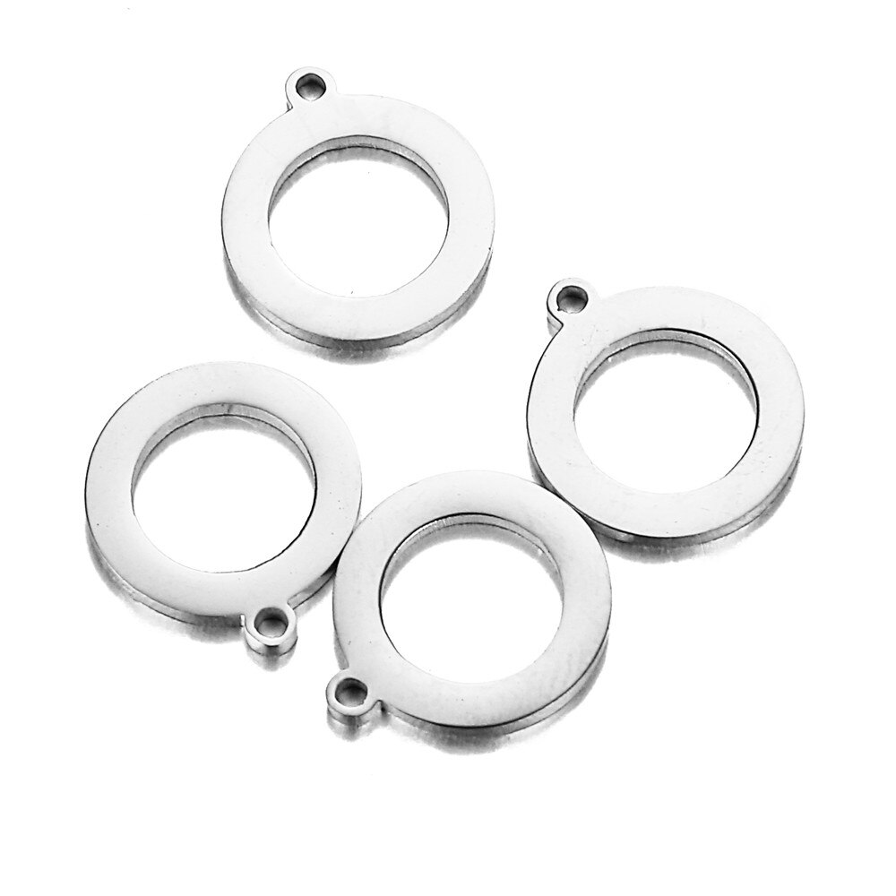 20 stks/partij Eenvoudige Spiegel Gepolijst Roestvrij Staal Cirkel Charms Hollow Ronde Cirkel Connector Bedels Voor DIY Sieraden Makings