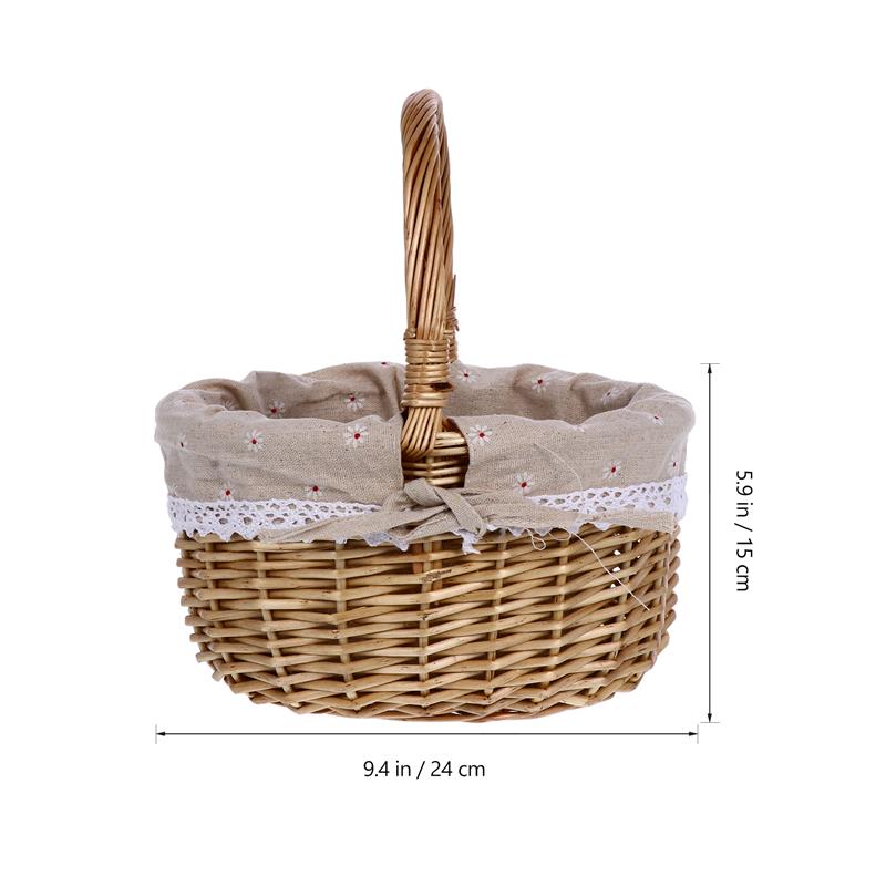 1Pc Tote Basket Picnic Basket Weaving Basket Willow Weaving Basket Portable Outdoor Fruit Storage Holder: 8