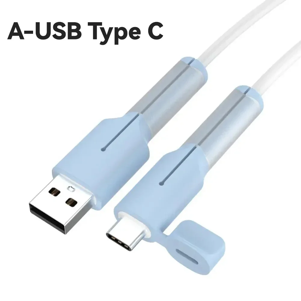 Enrouleur de câble de chargeur en Silicone souple, protecteur USB Type C, manchon de protection Anti-rupture pour Xiaomi Huawei OPPO VIVO, couverture de ligne de données: Blue / 50cm